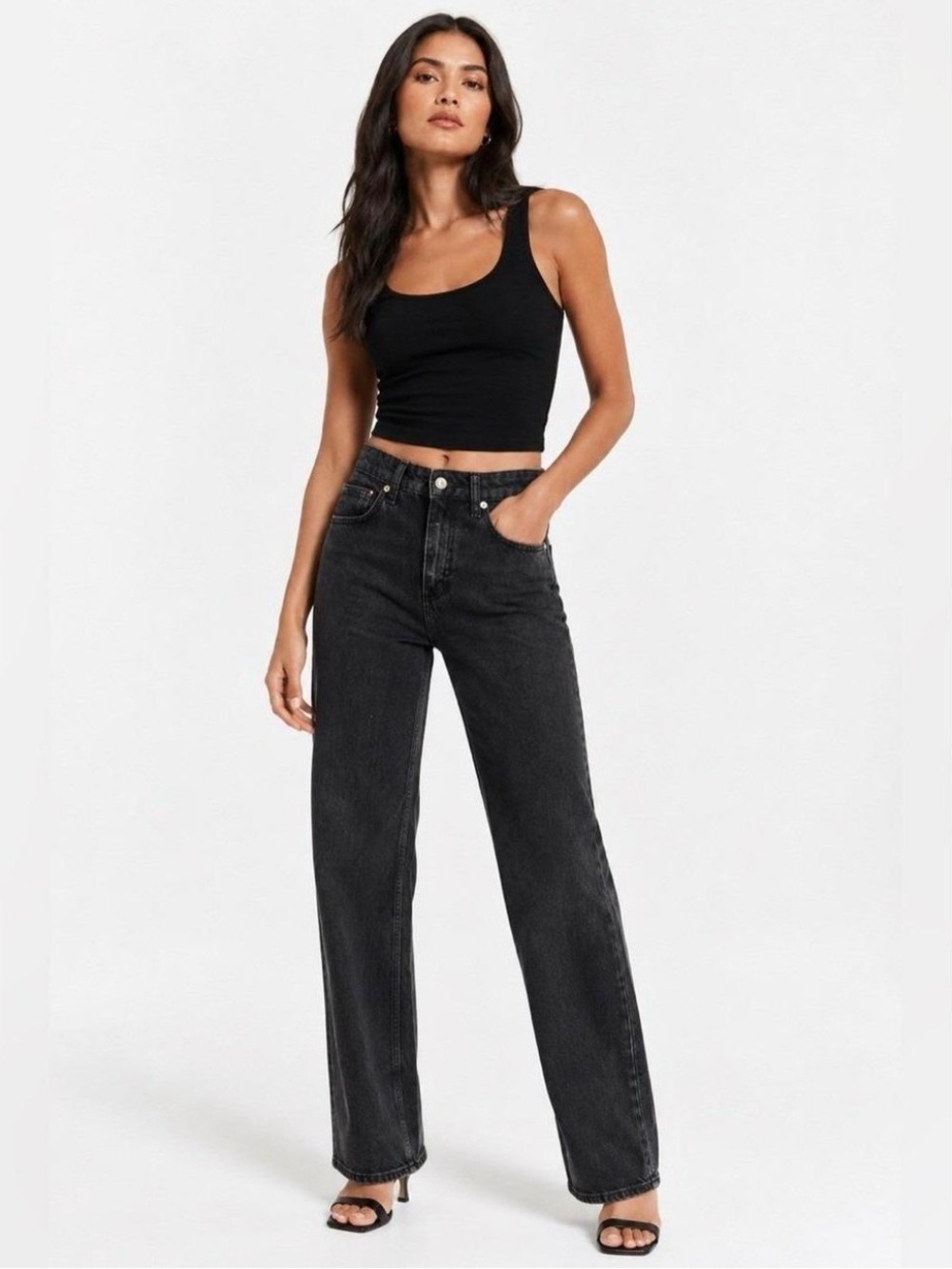 Zara Black Wide Leg High-Rise Jeans